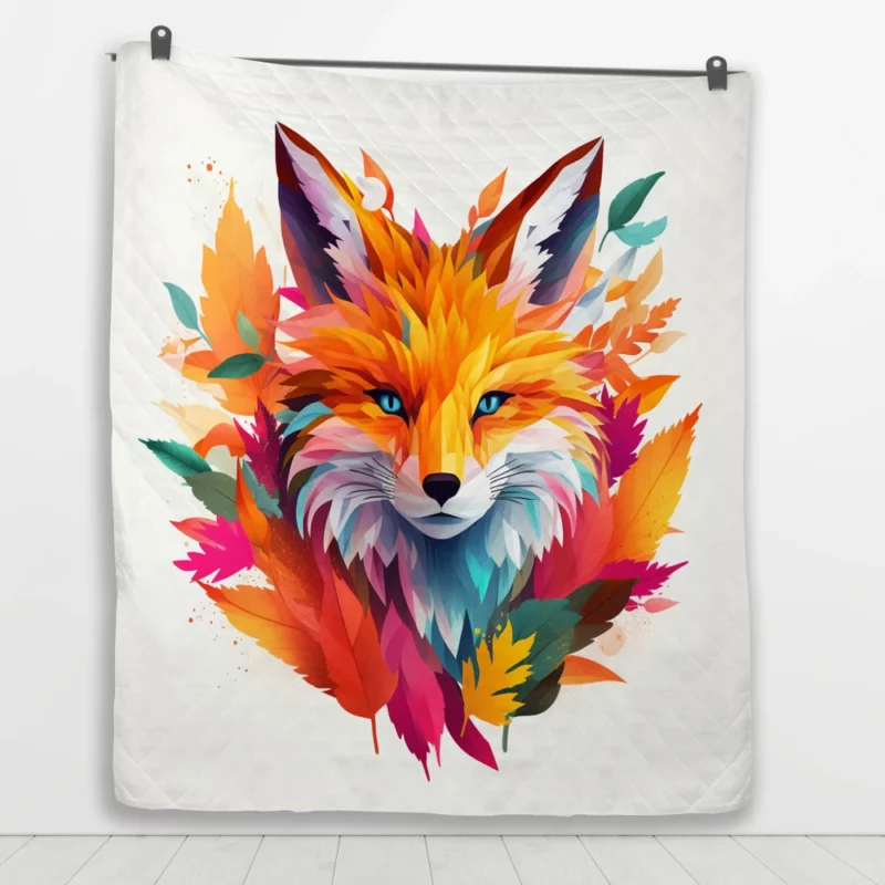 Bright Fox AI Artwork Quilt Blanket 1