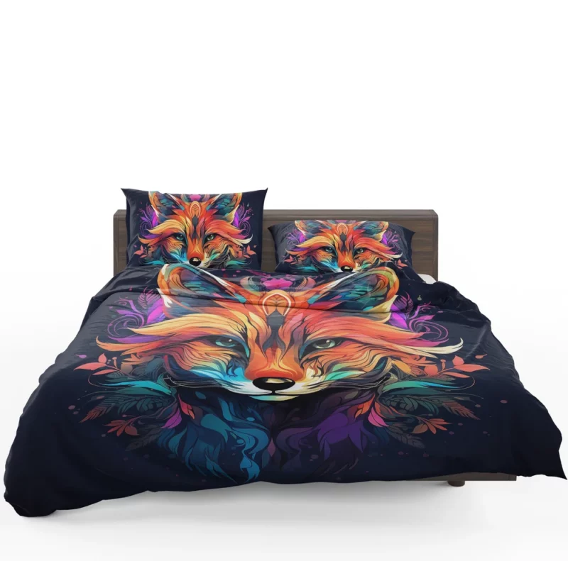 Brightly Colored Fox Design Bedding Set 1