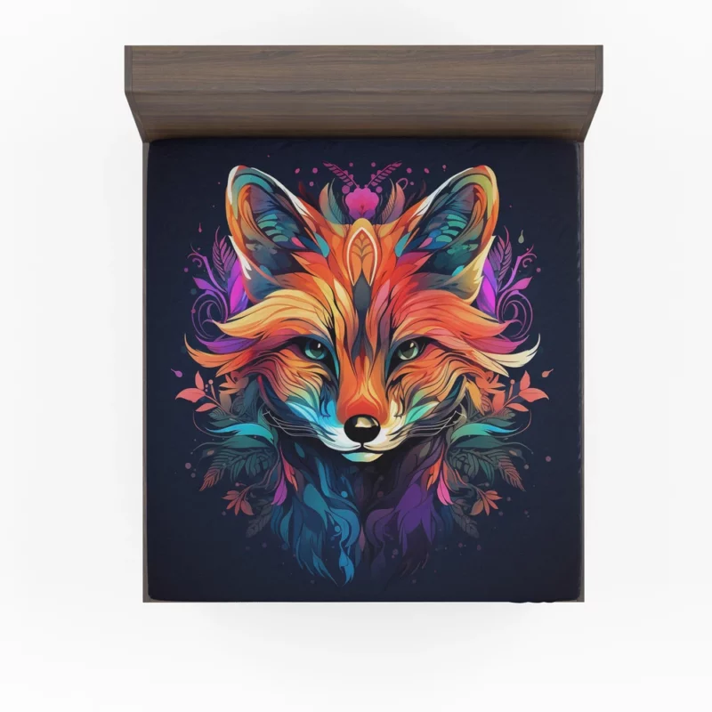 Brightly Colored Fox Design Fitted Sheet