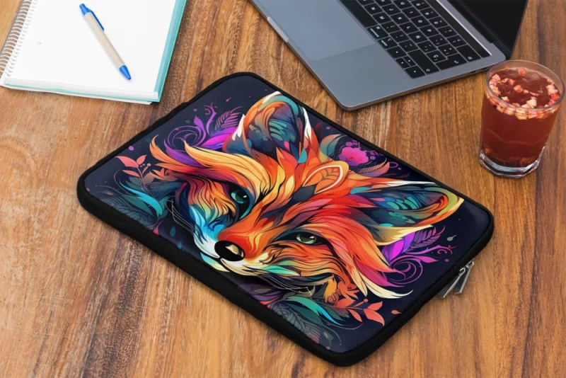 Brightly Colored Fox Design Laptop Sleeve 2