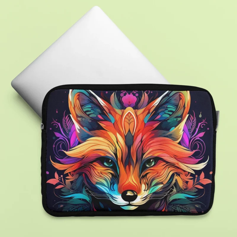 Brightly Colored Fox Design Laptop Sleeve