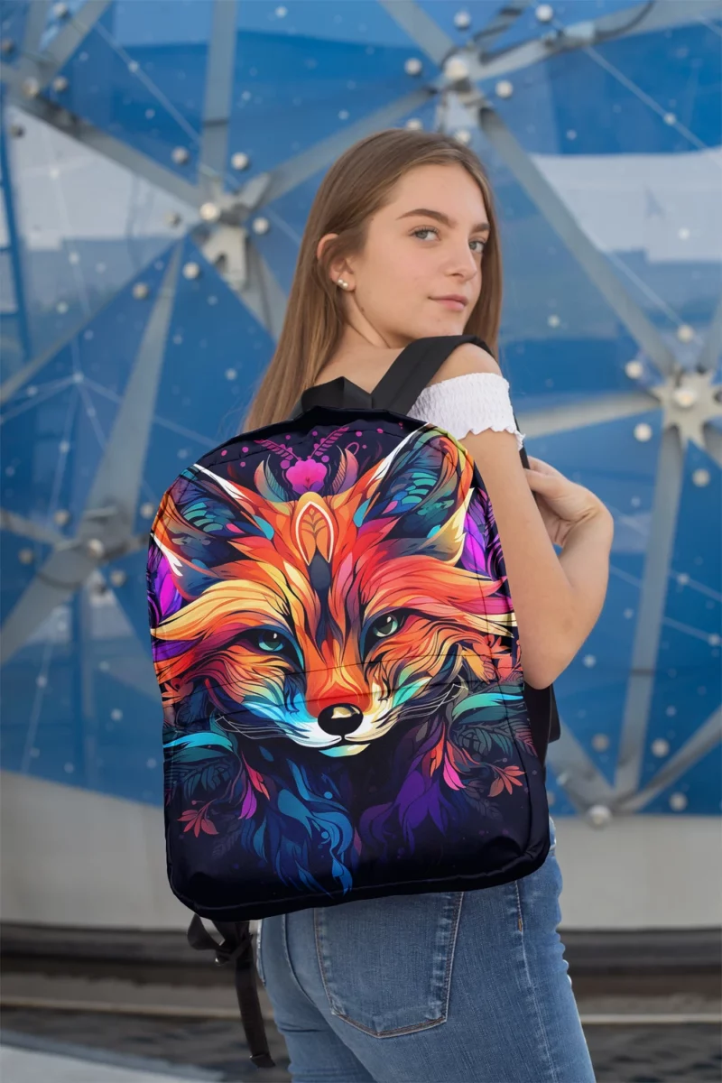 Brightly Colored Fox Design Minimalist Backpack 2