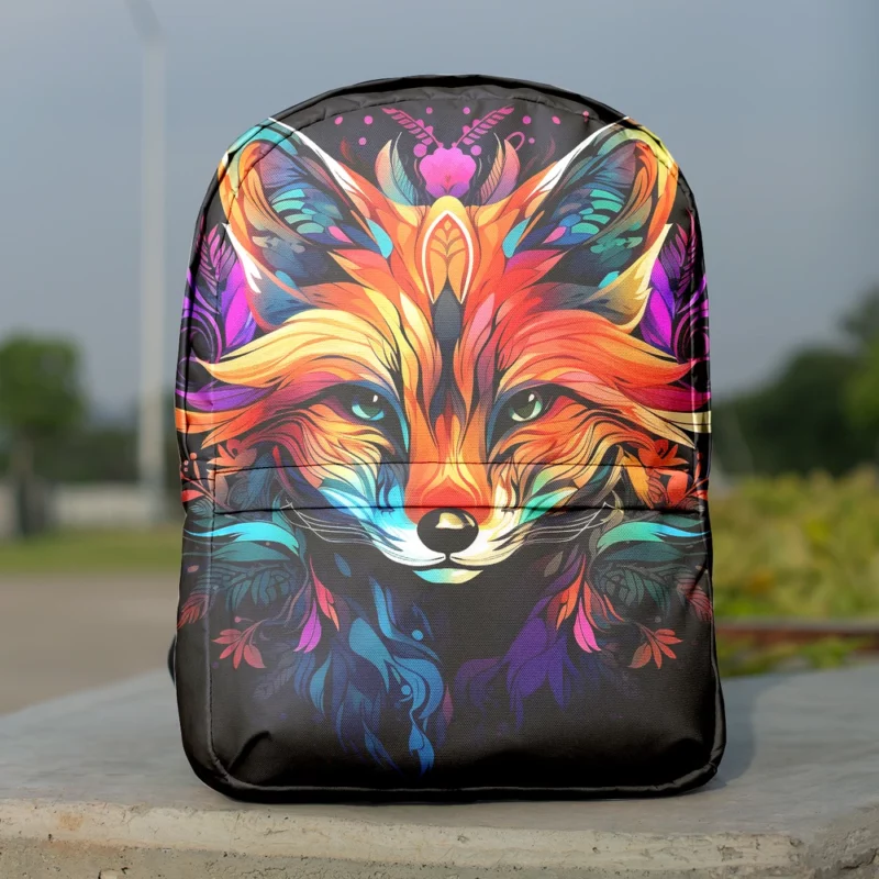Brightly Colored Fox Design Minimalist Backpack