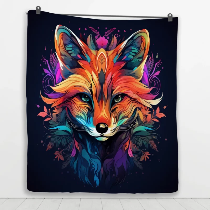 Brightly Colored Fox Design Quilt Blanket 1