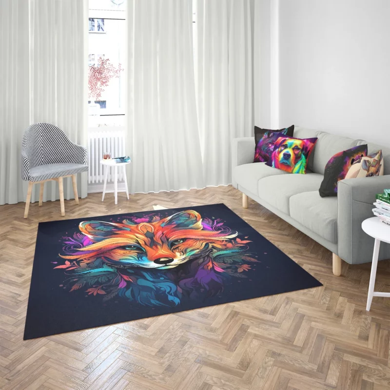 Brightly Colored Fox Design Rug 2