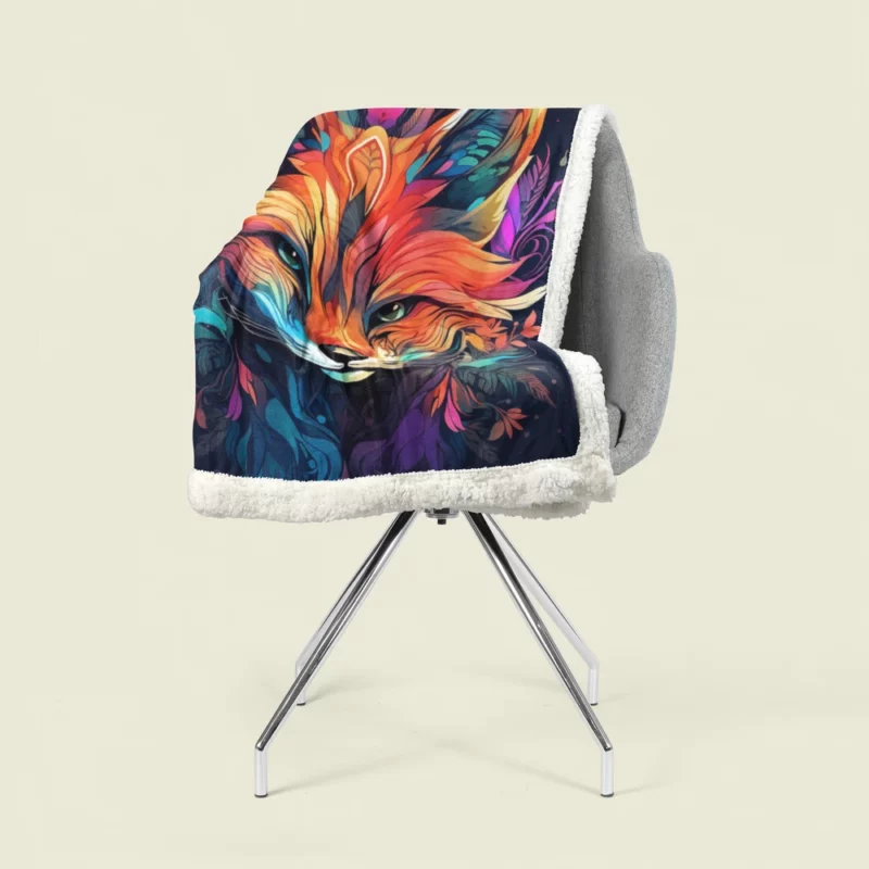 Brightly Colored Fox Design Sherpa Fleece Blanket 1