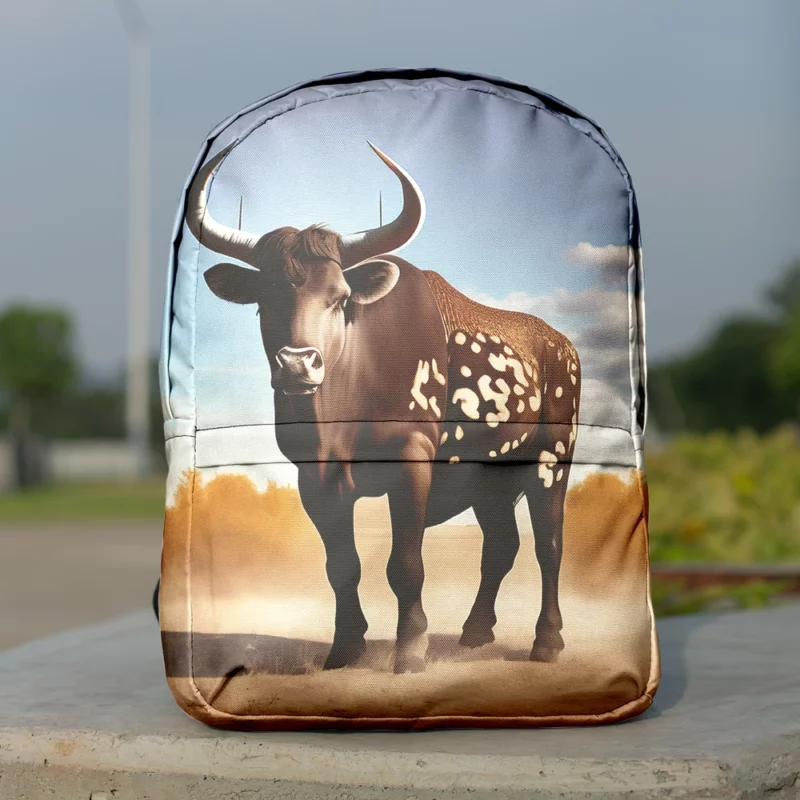 Brown Bull in Field Minimalist Backpack
