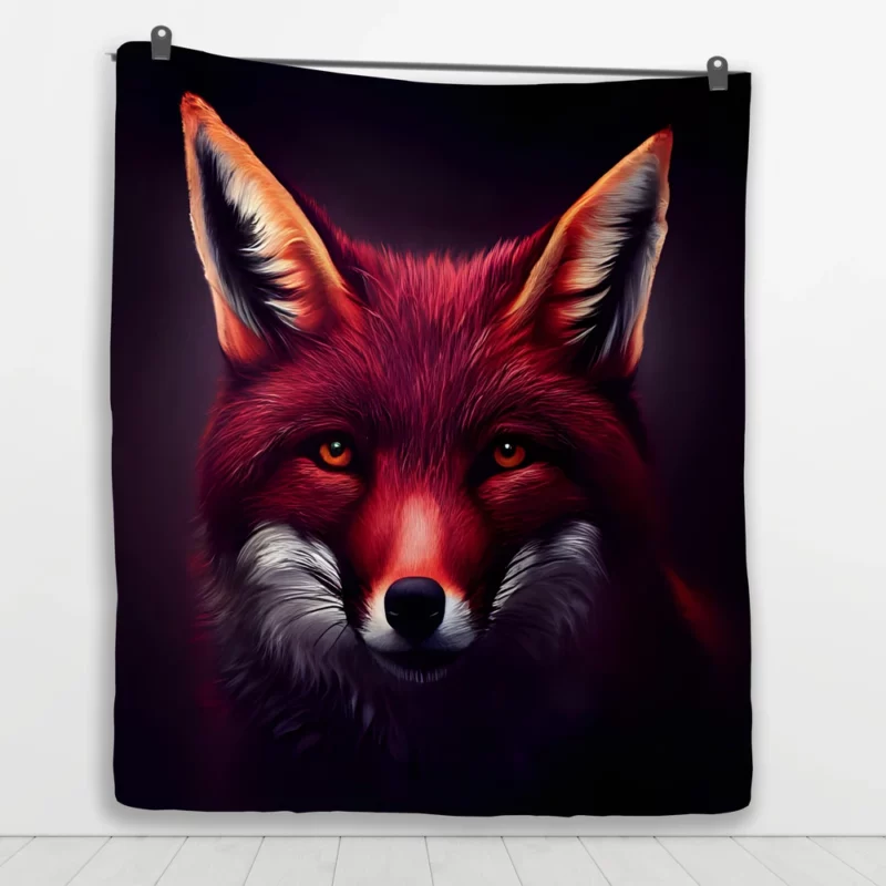 Brown Fox Portrait Quilt Blanket 1