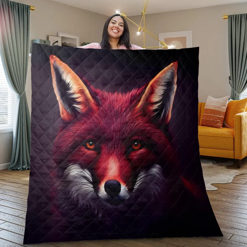 Brown Fox Portrait Quilt Blanket