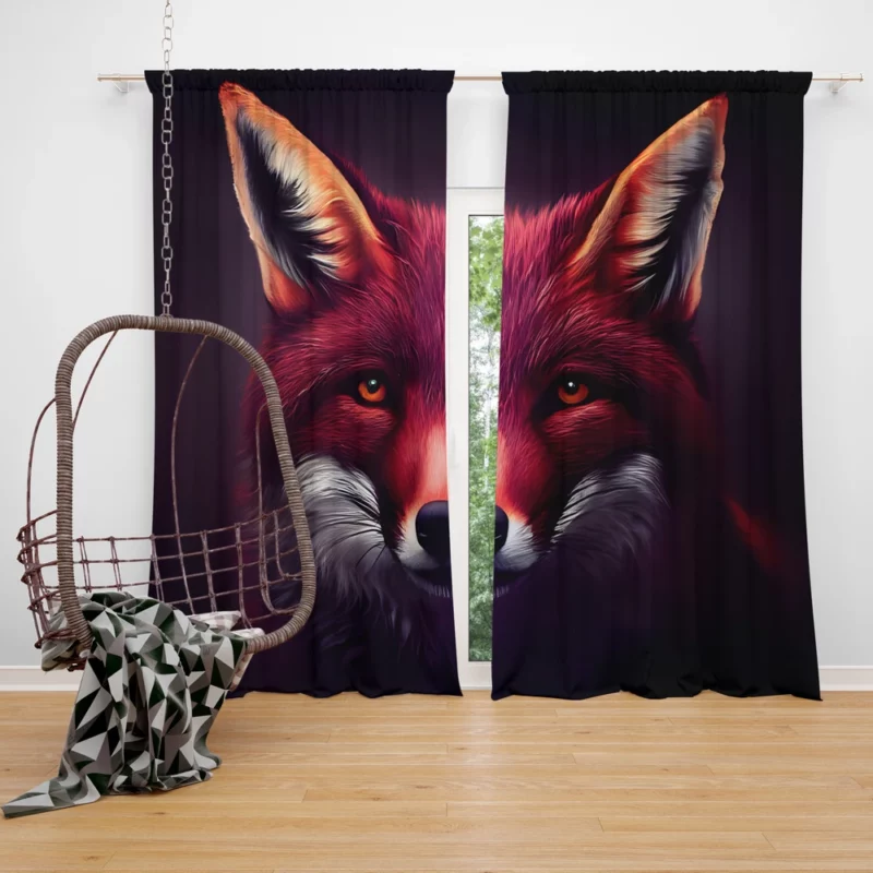 Brown Fox Portrait Window Curtain