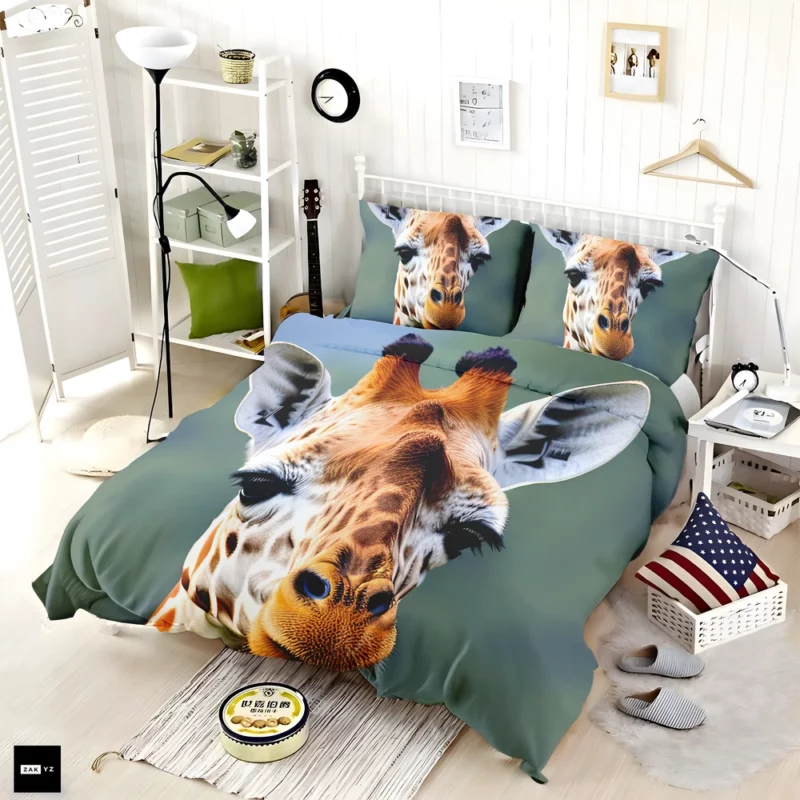 Brown and White Giraffe Bedding Set