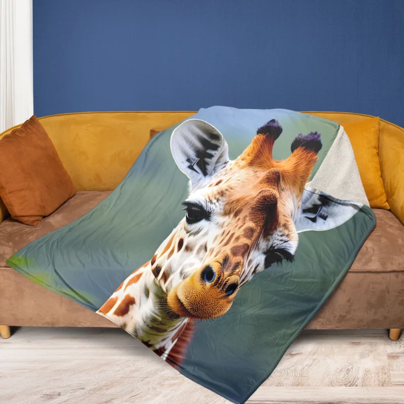 Brown and White Giraffe Fleece Blanket 1