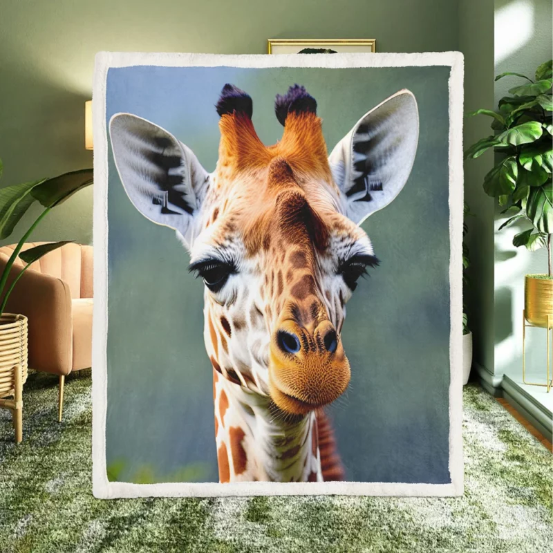 Brown and White Giraffe Sherpa Fleece Blanket