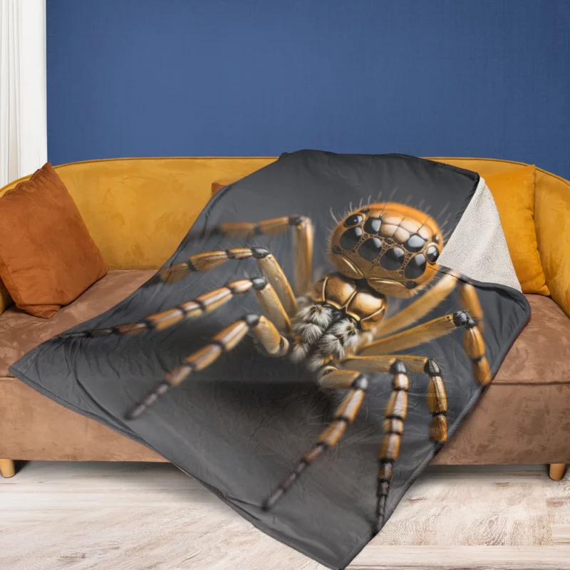 Brown and Yellow Spider Fleece Blanket 1