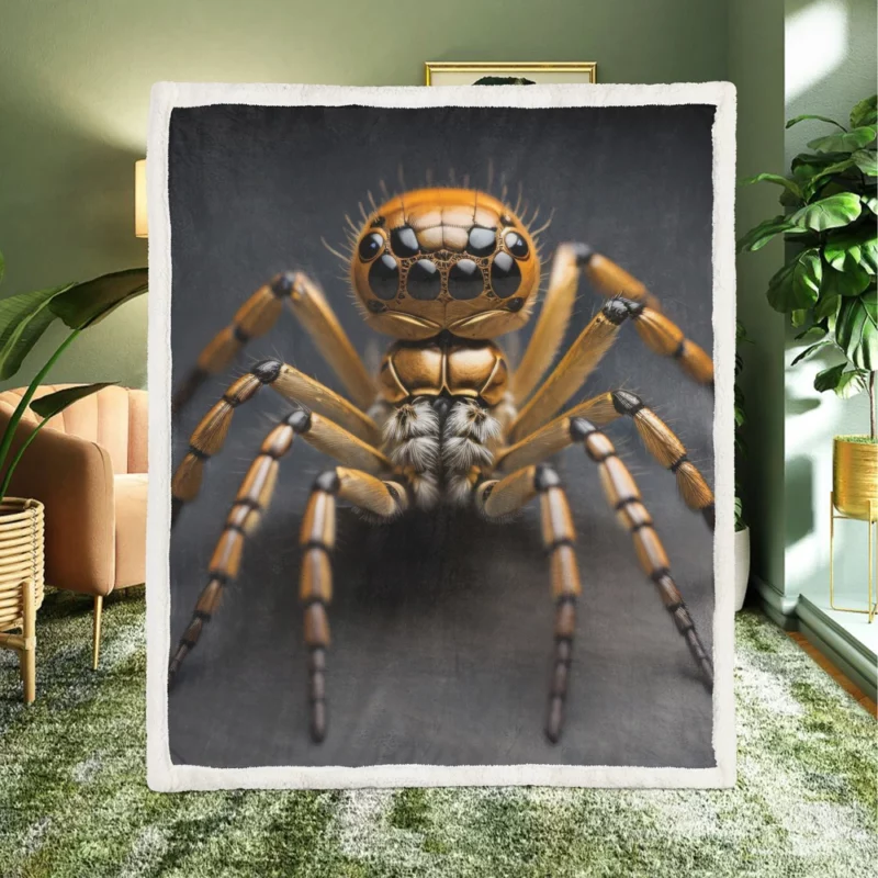 Brown and Yellow Spider Sherpa Fleece Blanket