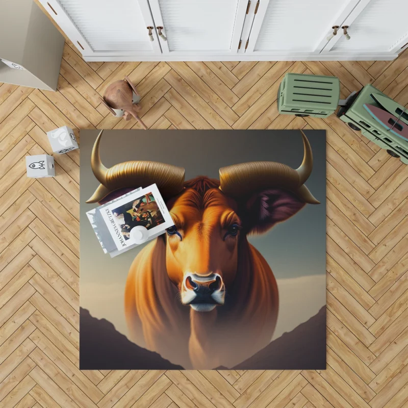 Bull Facing a Mountain Rug