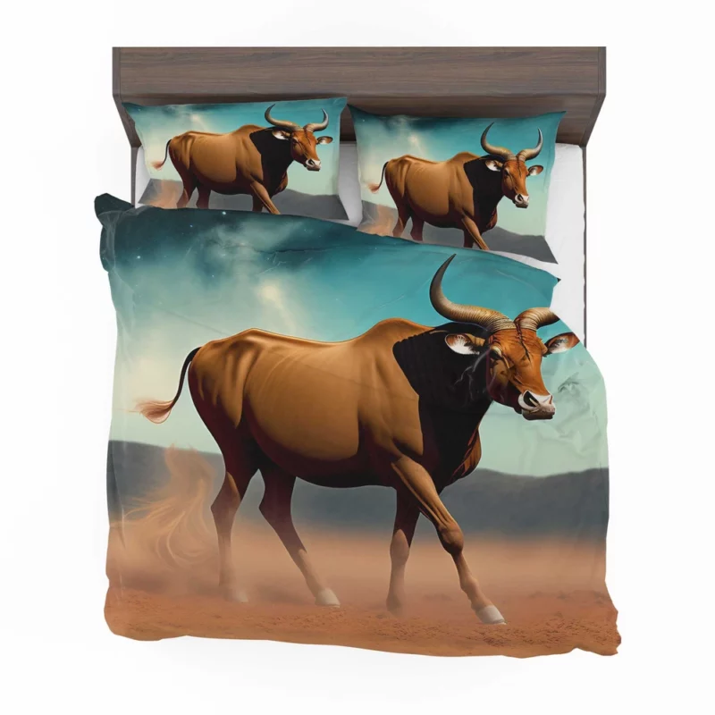 Bull Under Cloudy Sky Painting Bedding Set 2