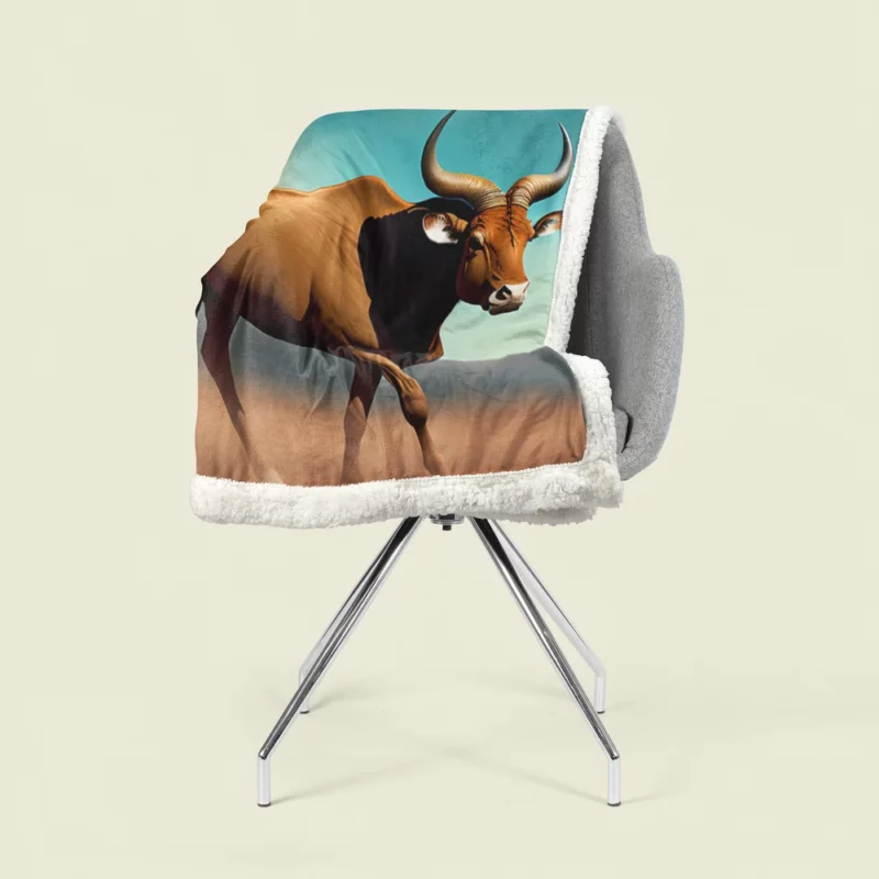 Bull Under Cloudy Sky Painting Sherpa Fleece Blanket 1