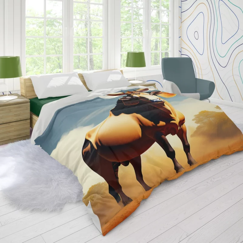 Bull With Ear Tag Painting Duvet Cover