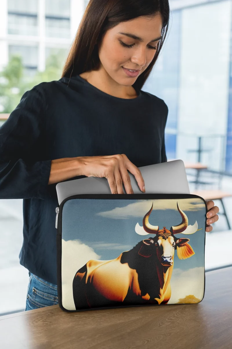 Bull With Ear Tag Painting Laptop Sleeve 1