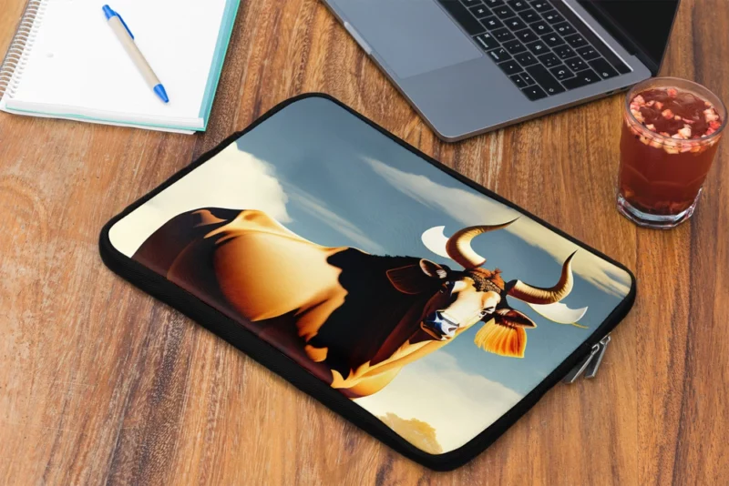 Bull With Ear Tag Painting Laptop Sleeve 2