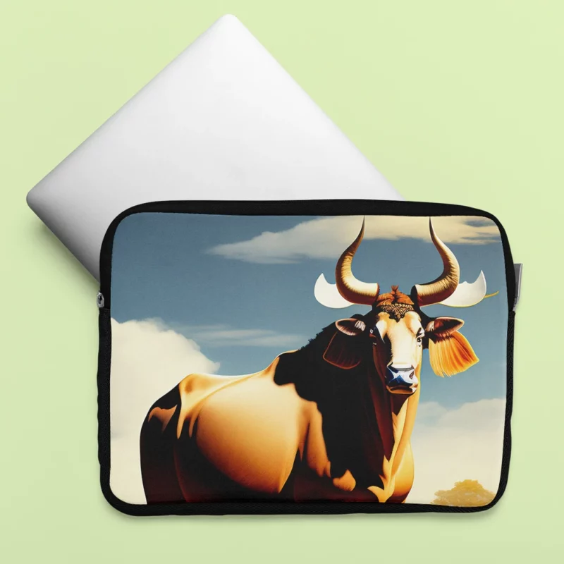 Bull With Ear Tag Painting Laptop Sleeve