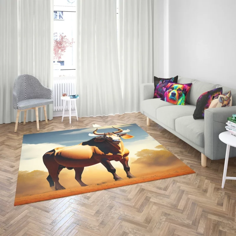 Bull With Ear Tag Painting Rug 2