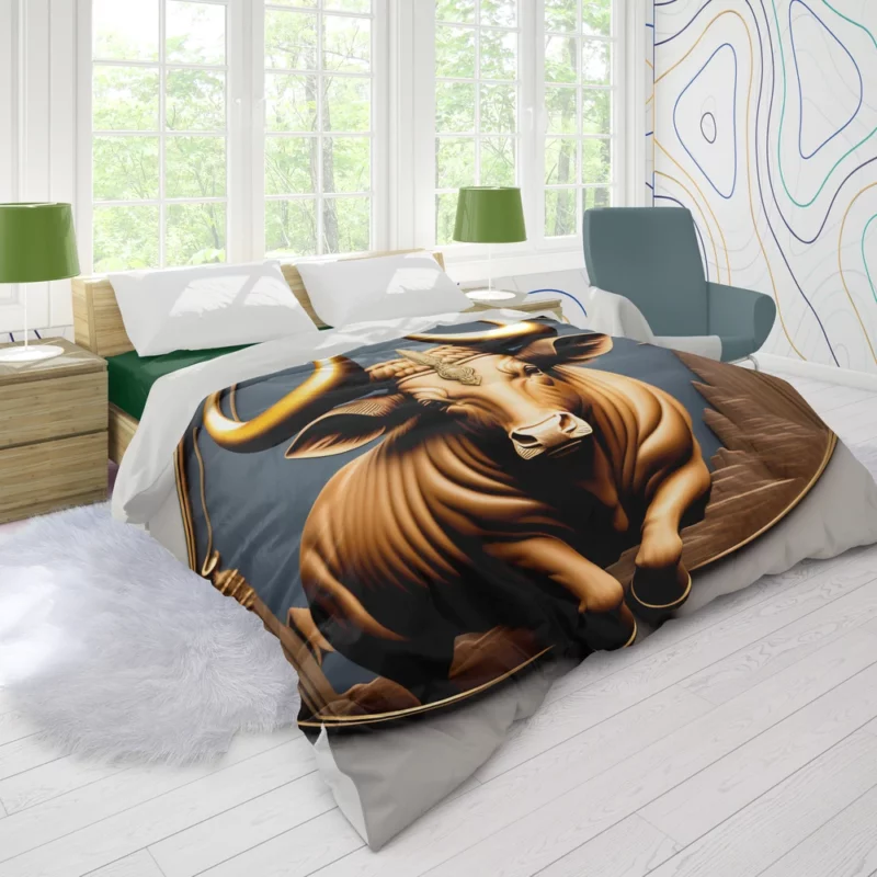 Bull With Gold Crown Duvet Cover