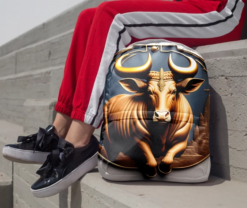 Bull With Gold Crown Minimalist Backpack 1
