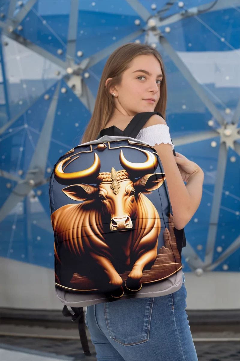 Bull With Gold Crown Minimalist Backpack 2