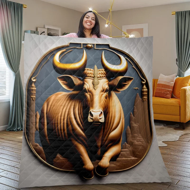 Bull With Gold Crown Quilt Blanket