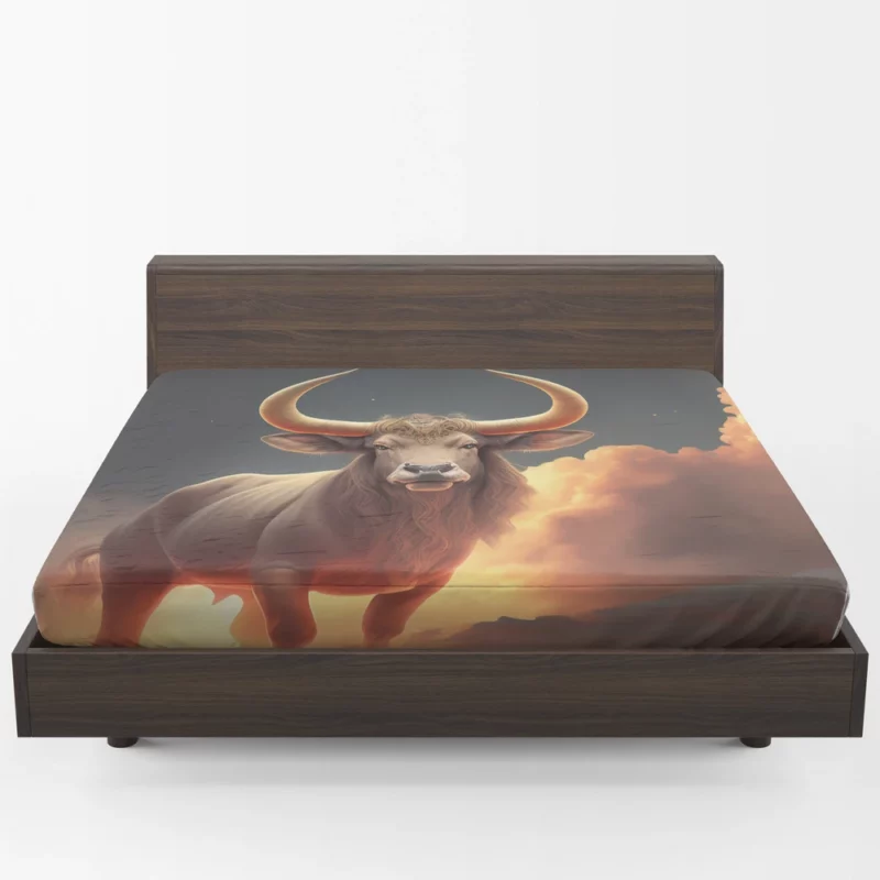 Bull With Large Horns Painting Fitted Sheet 1