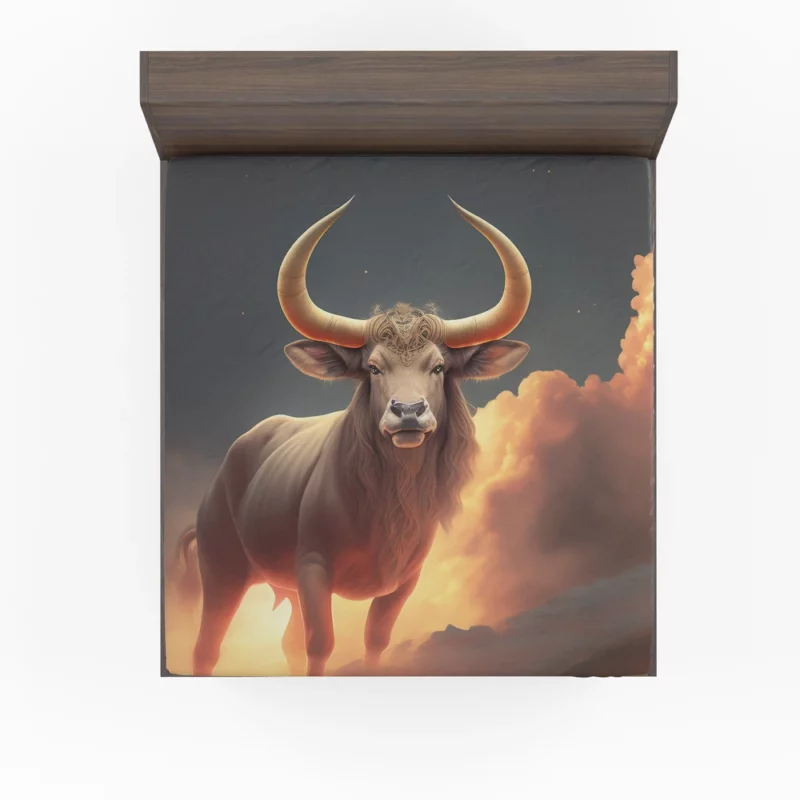 Bull With Large Horns Painting Fitted Sheet