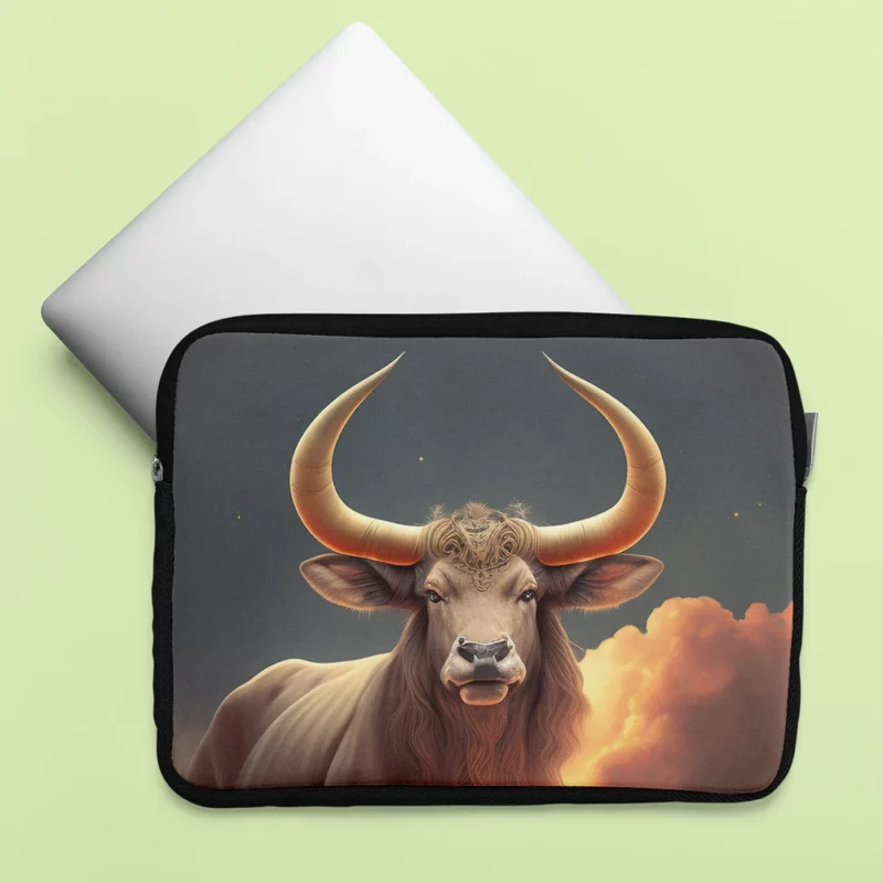 Bull With Large Horns Painting Laptop Sleeve