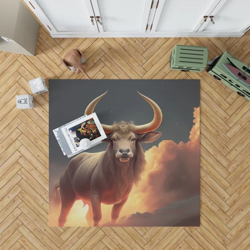 Bull With Large Horns Painting Rug