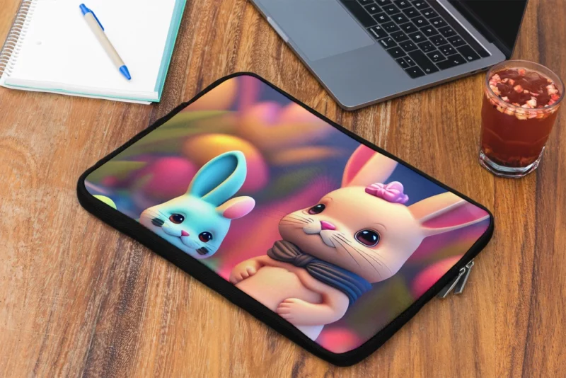 Bunnies With Colorful Easter Eggs Laptop Sleeve 2