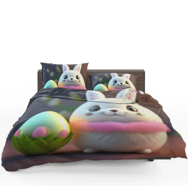 Bunny Sitting on Easter Egg Bedding Set 1