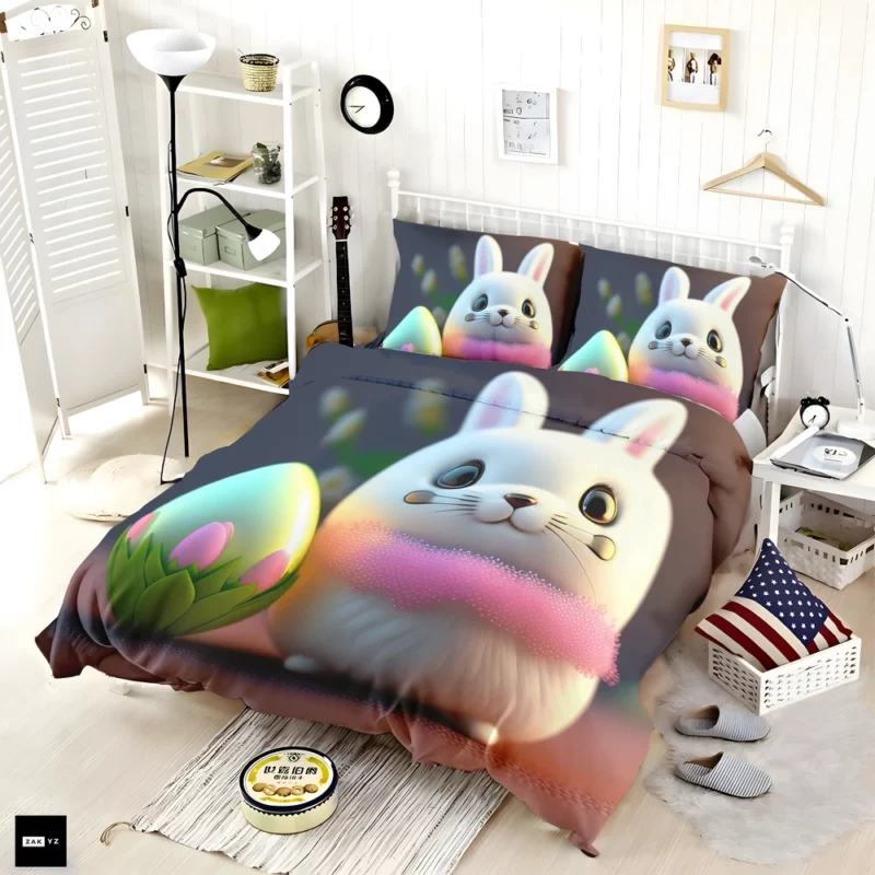 Bunny Sitting on Easter Egg Bedding Set