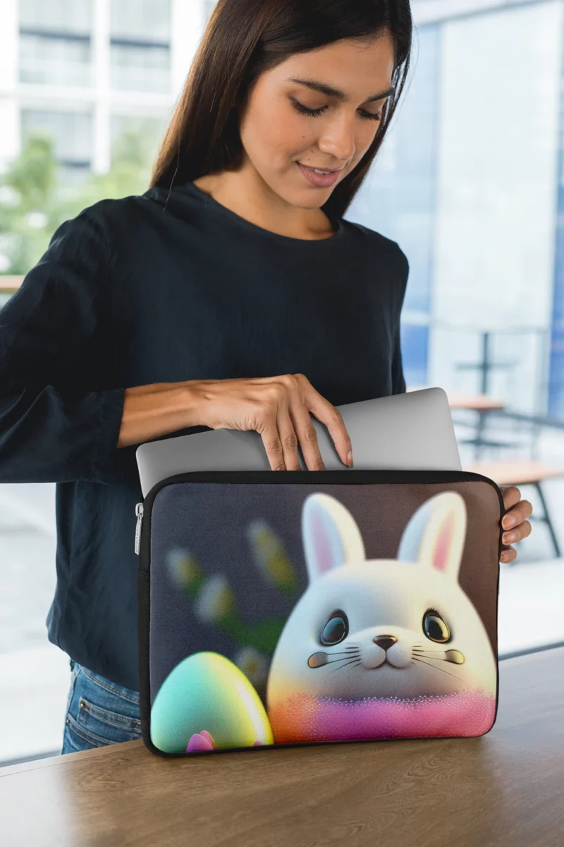 Bunny Sitting on Easter Egg Laptop Sleeve 1