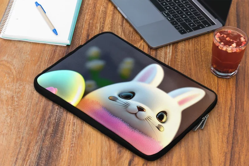 Bunny Sitting on Easter Egg Laptop Sleeve 2