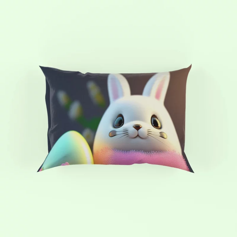 Bunny Sitting on Easter Egg Pillow Case