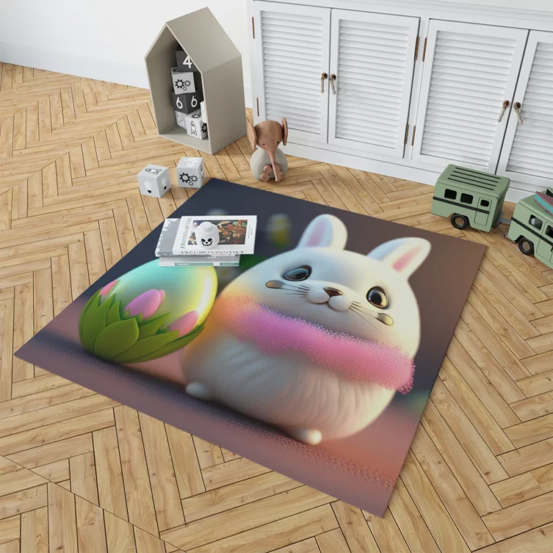 Bunny Sitting on Easter Egg Rug 1