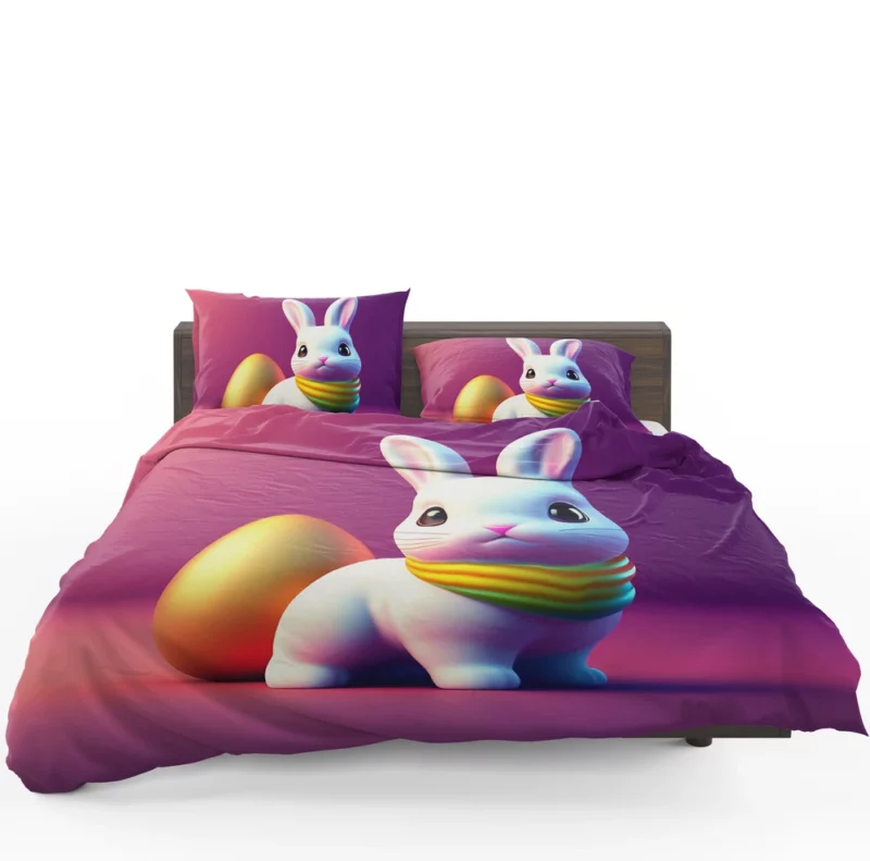 Bunny Wearing Easter Scarf Bedding Set 1