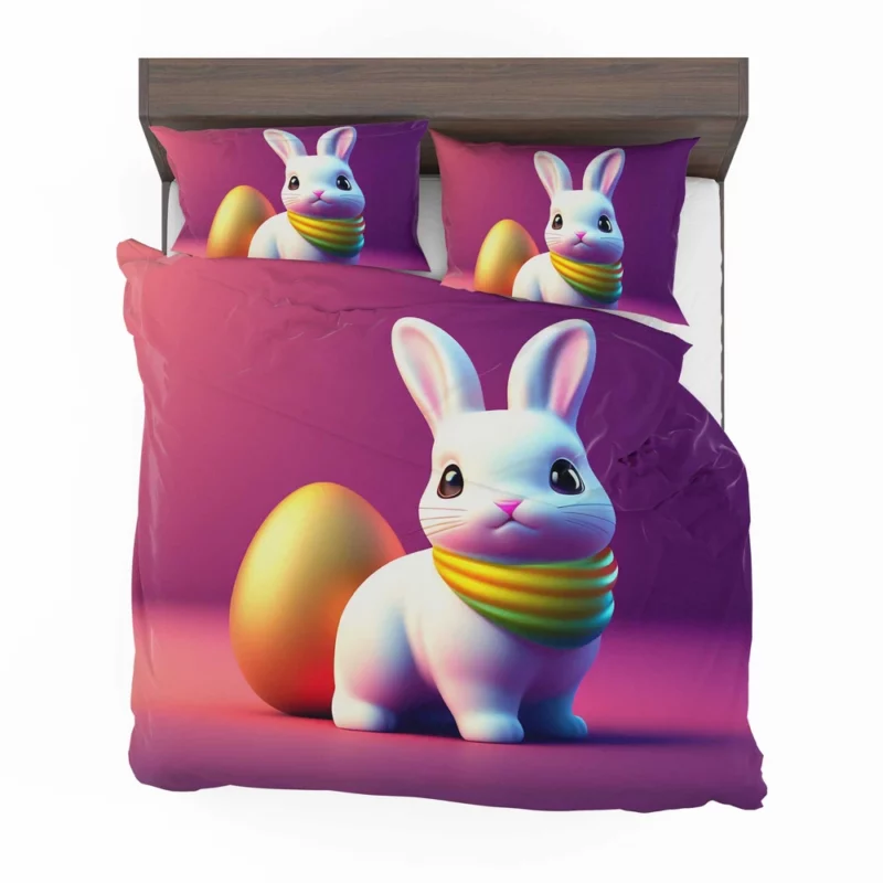 Bunny Wearing Easter Scarf Bedding Set 2