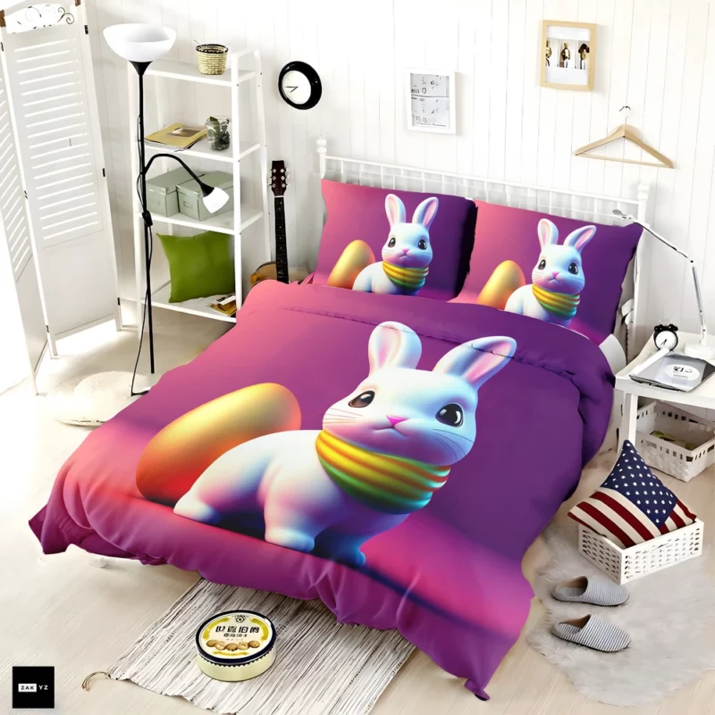 Bunny Wearing Easter Scarf Bedding Set