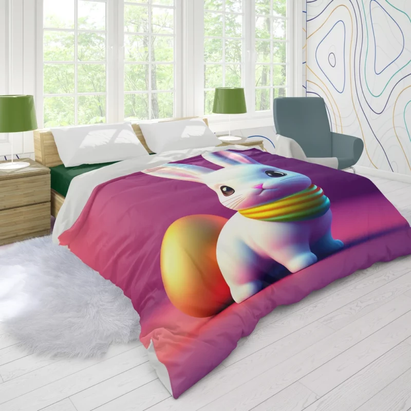 Bunny Wearing Easter Scarf Duvet Cover