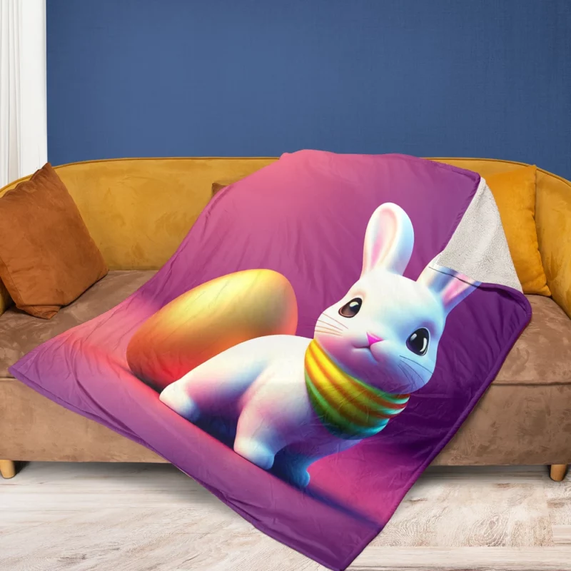 Bunny Wearing Easter Scarf Fleece Blanket 1