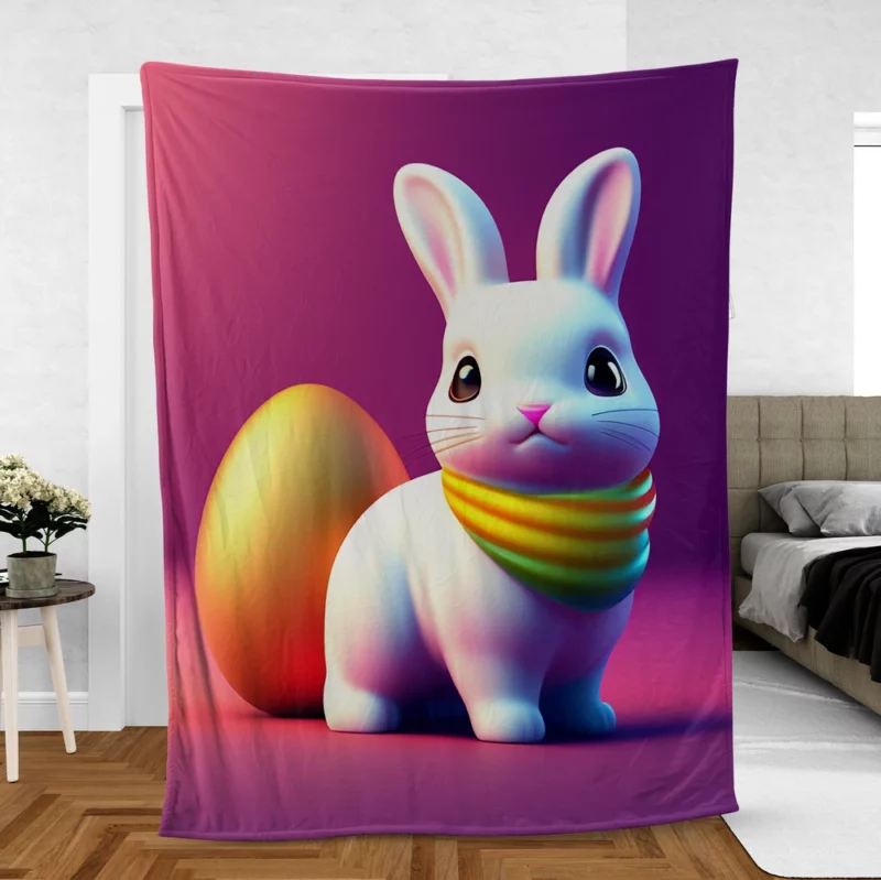 Bunny Wearing Easter Scarf Fleece Blanket