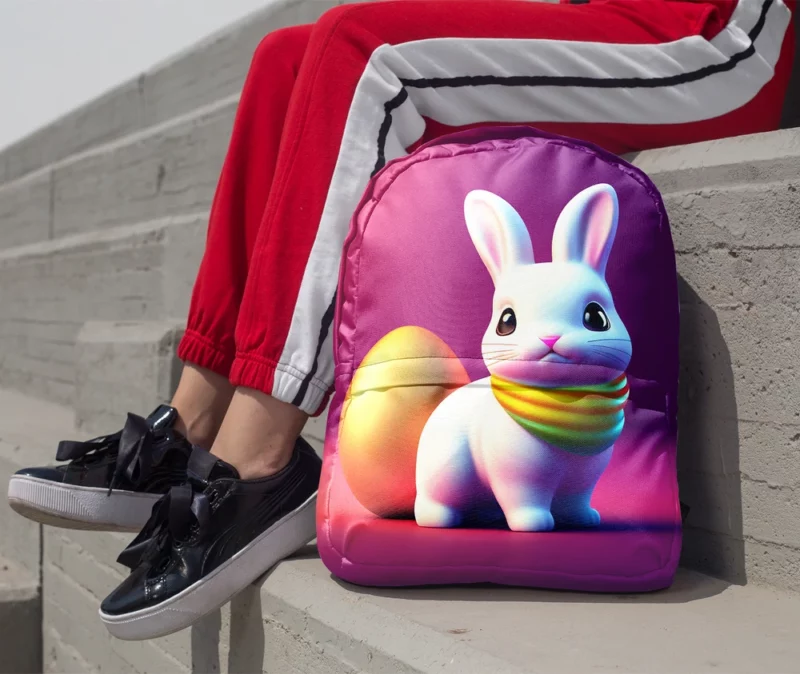 Bunny Wearing Easter Scarf Minimalist Backpack 1