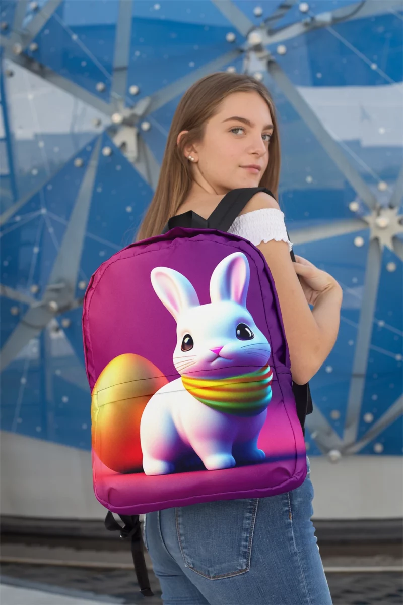 Bunny Wearing Easter Scarf Minimalist Backpack 2